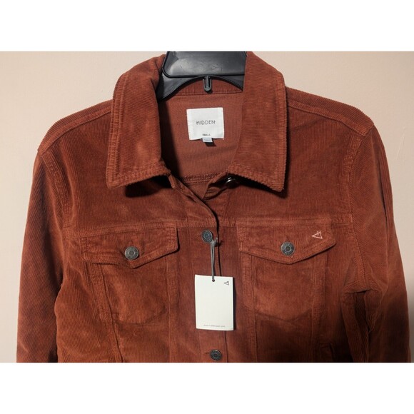 NWT Hidden Jeans Women's Crop Corduroy Jacket Orange Size Small $98 MSRP - Picture 7 of 14